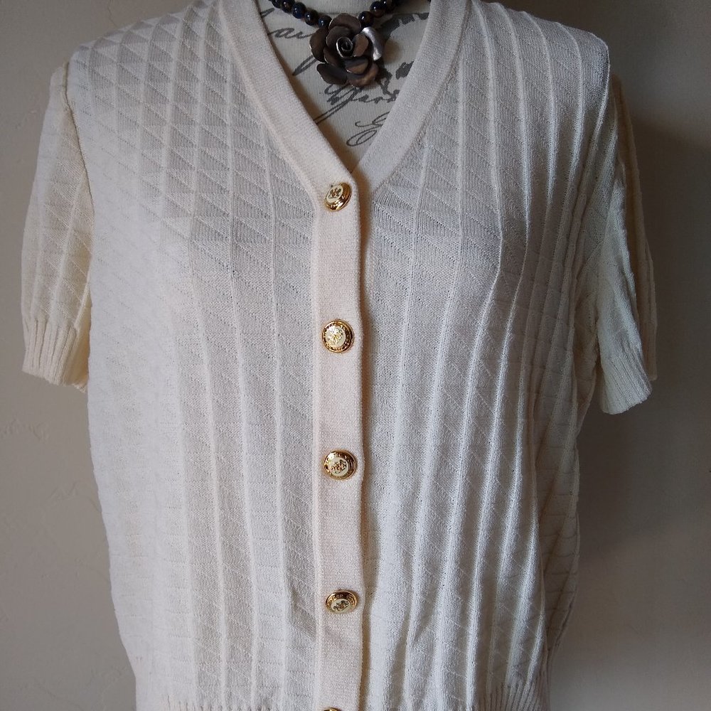 ST.JOHN Basic Knit Short Sleeve Sweater Top